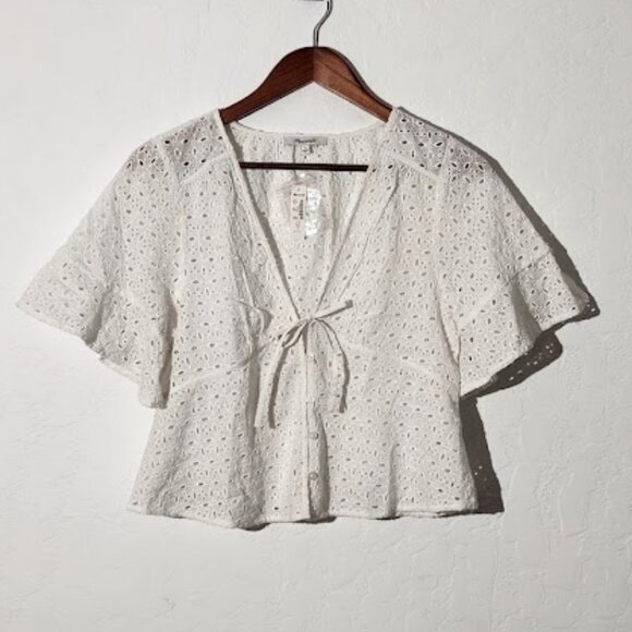 Madewell Tops - Madewell Women's Eyelet Tie-front Top Size Medium NWT